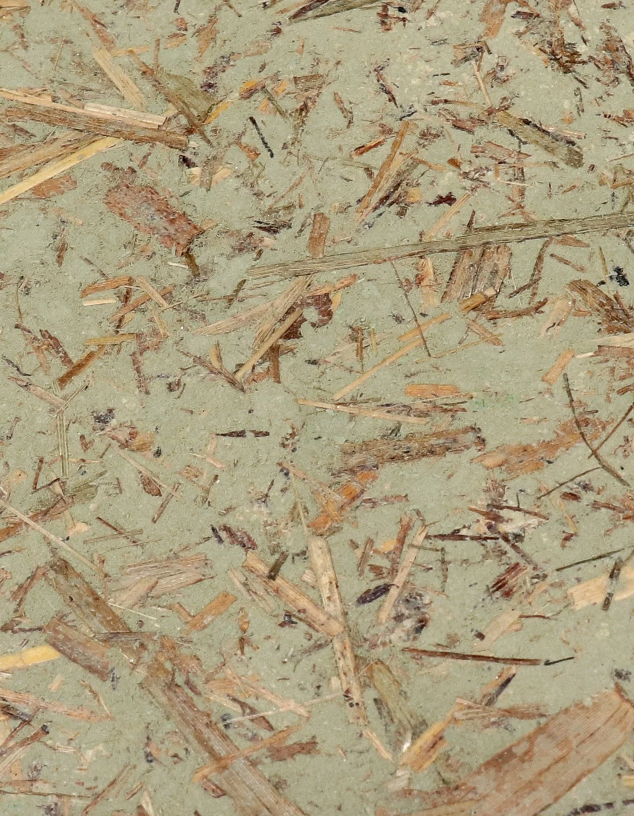 Cover in olive green made of reed and cuttings