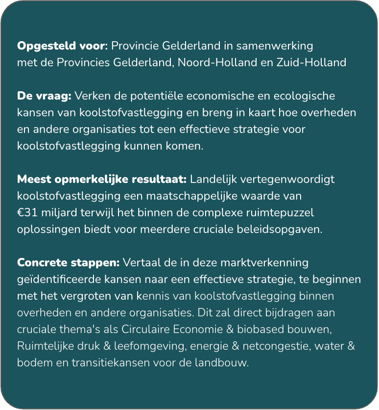 Koolstofvastlegging in Gelderland — marktverkenning New Economy