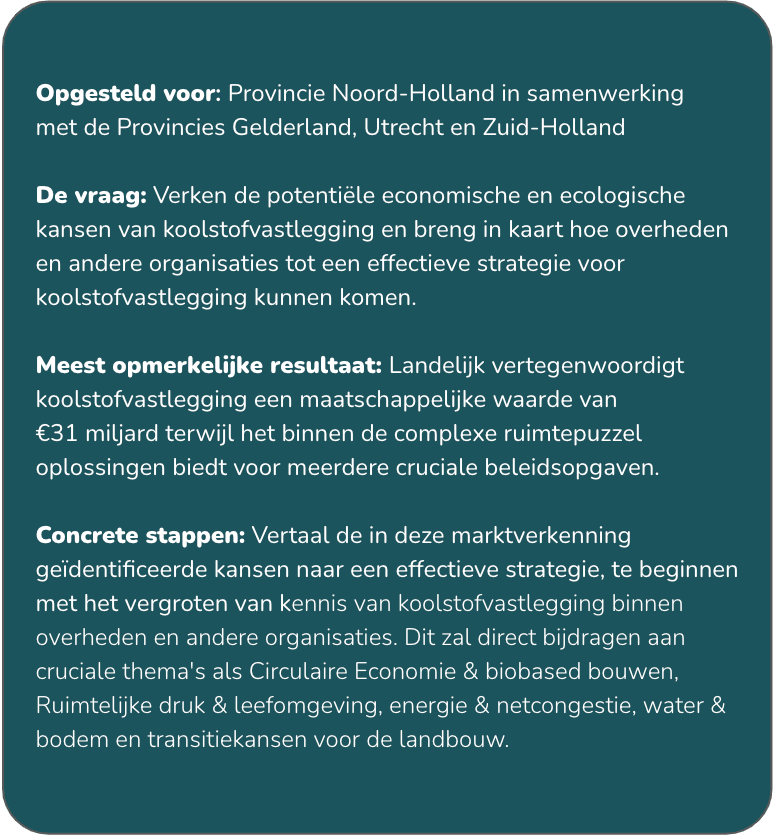Koolstofvastlegging in Noord-Holland — marktverkenning New Economy