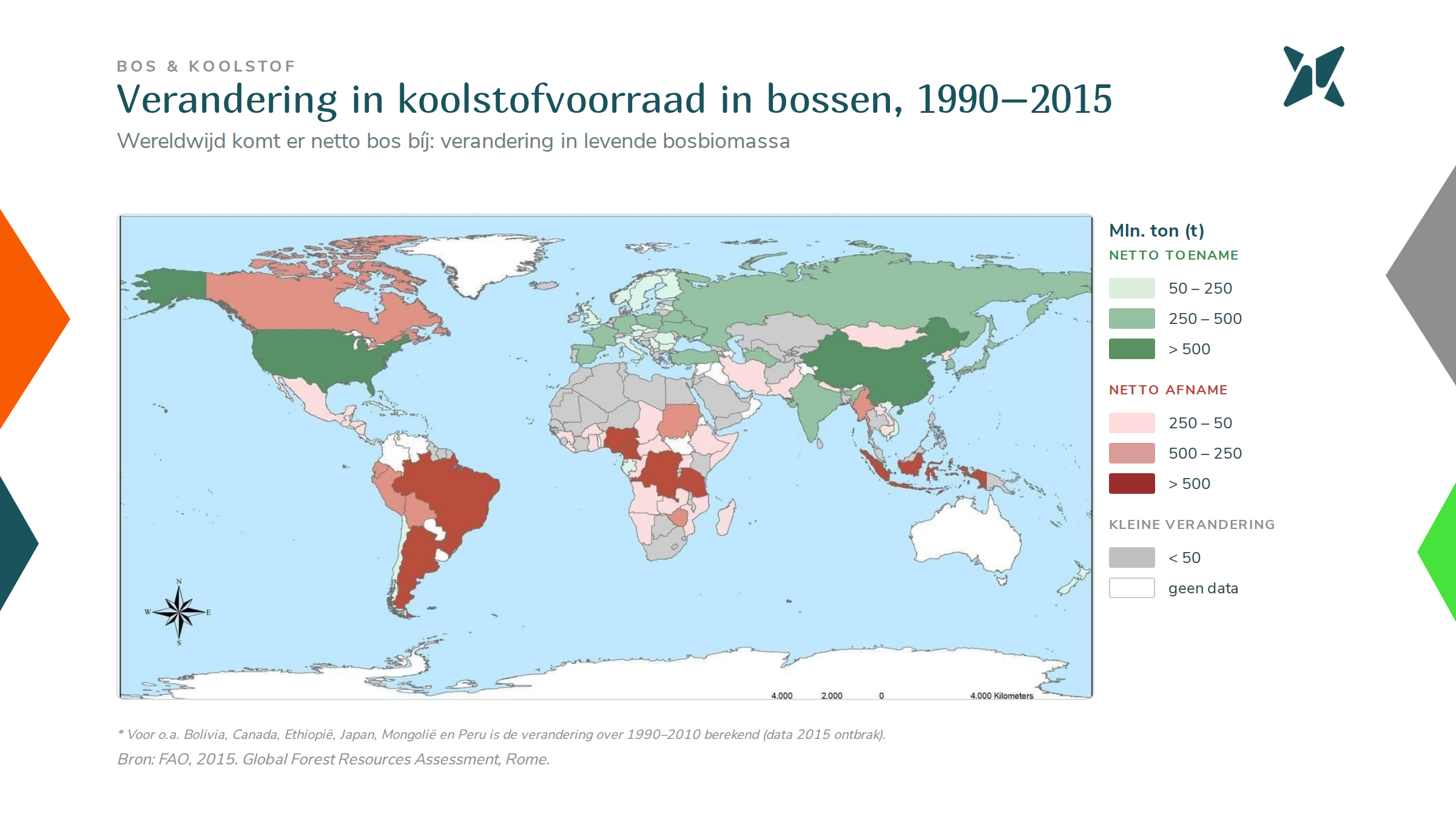 Groeiend Europees bosareaal; in Duitsland neemt het bos met circa 5.000 hectare per jaar toe (data: FAO)