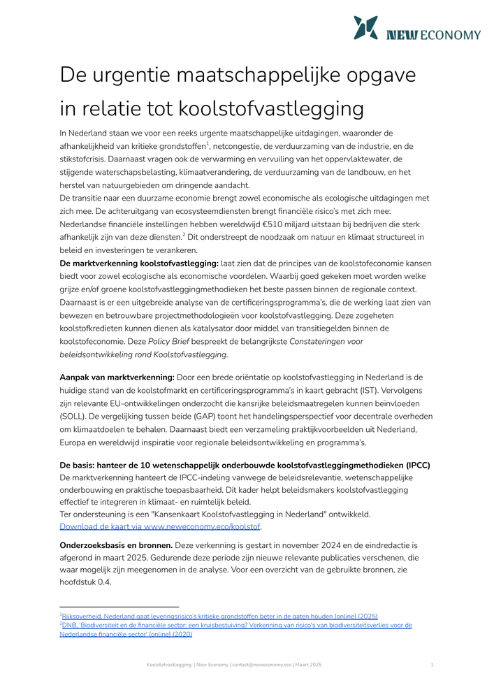 Voorblad policy brief Koolstofvastlegging